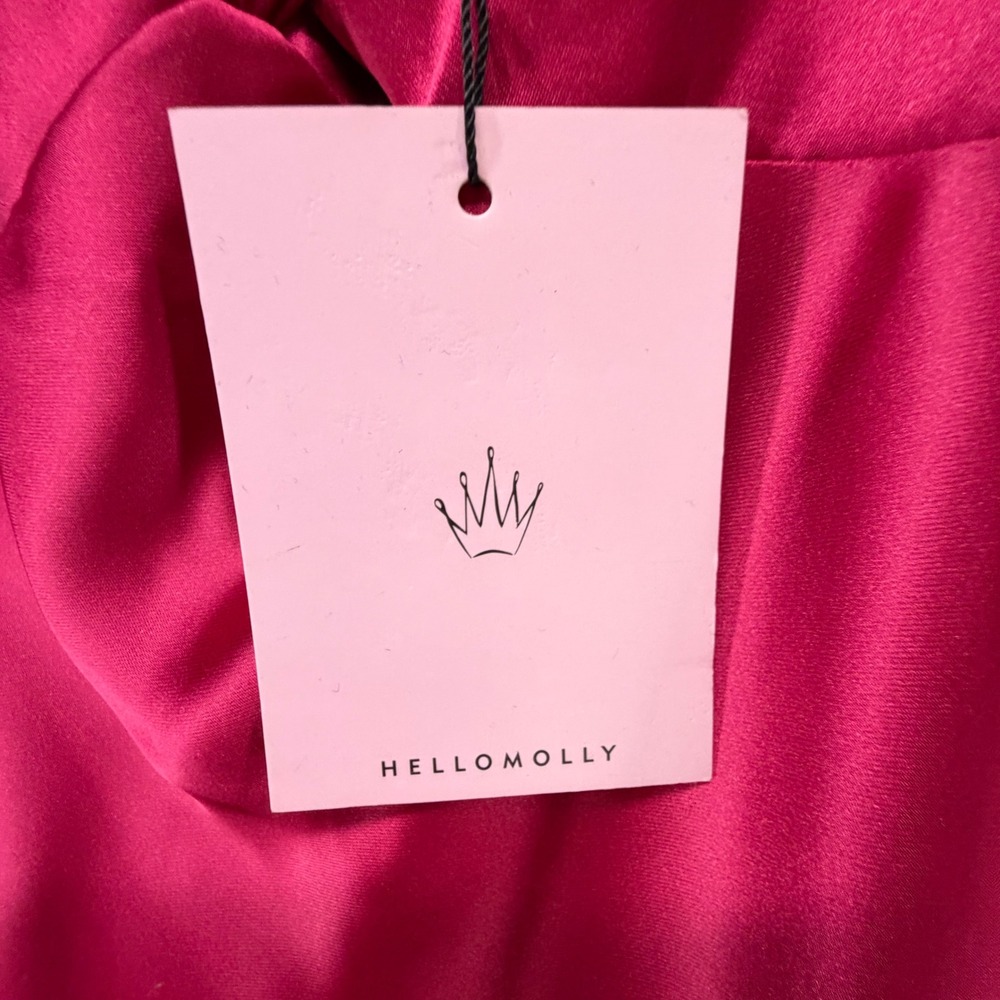 Hello Molly Shine Of Pearls Satin Maxi Dress Womens L Pink Off Shoulder Formal - Picture 11 of 16